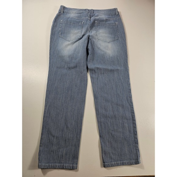 Chicos size 0.5 (6) platinum chambray striped career casual jeans * - Picture 2 of 7
